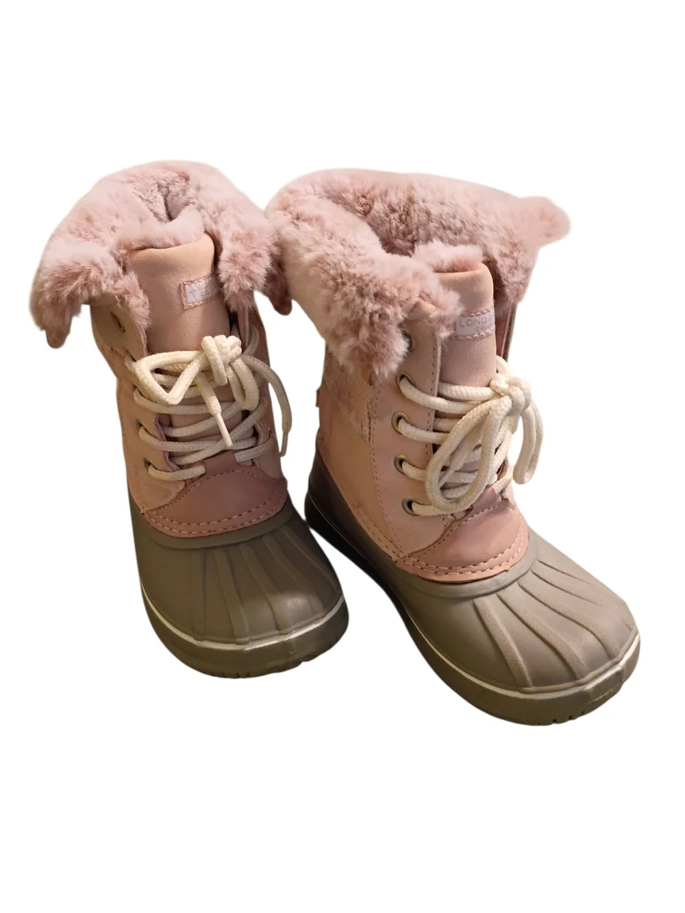 EUC London Fog Collection Kids Pink Faux Fur Winter Duck Snow Boots